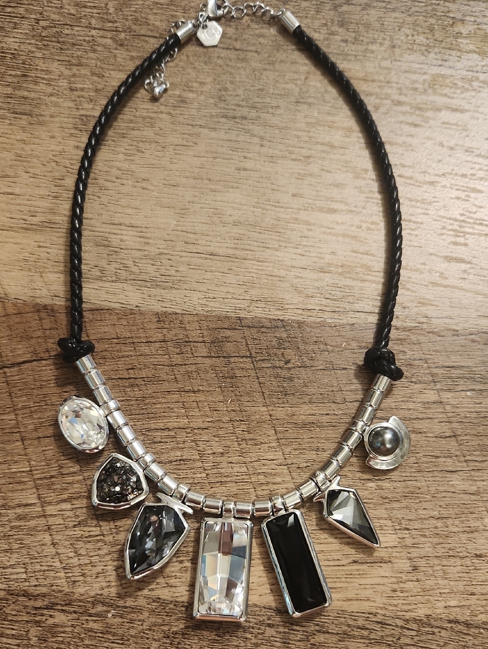 Touchstone Crystal Statement Necklace - Black and Silver